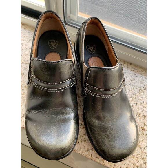 Ariat Shoes Womens 7 B Brown Sutter Clogs Leather Slip On Casual Comfort Low Top - Picture 1 of 8